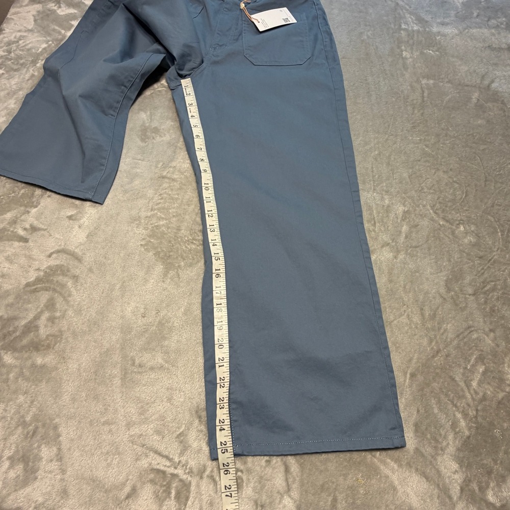 Quince Organic Stretch Cotton Chino Cropped Wide Leg Aegean Blue Pants - Picture 8 of 16